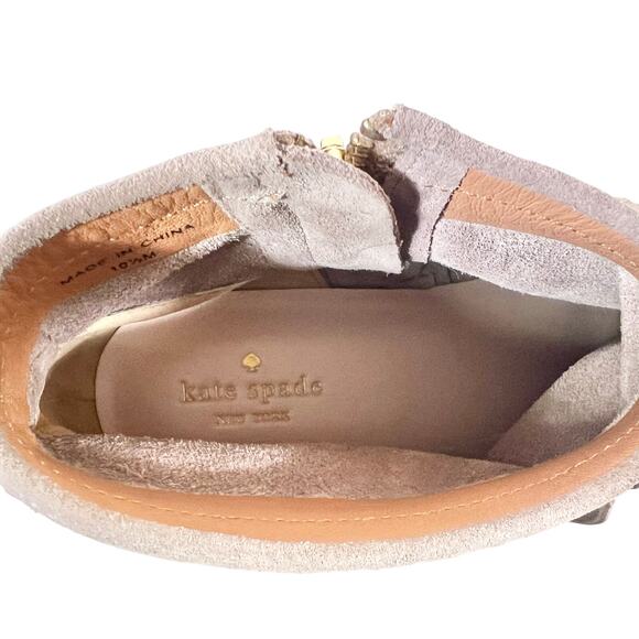 Kate Spade Betsie Suede Fringe Ankle Boots 10.5 M Gray Boho Folk Western Used - Picture 9 of 11